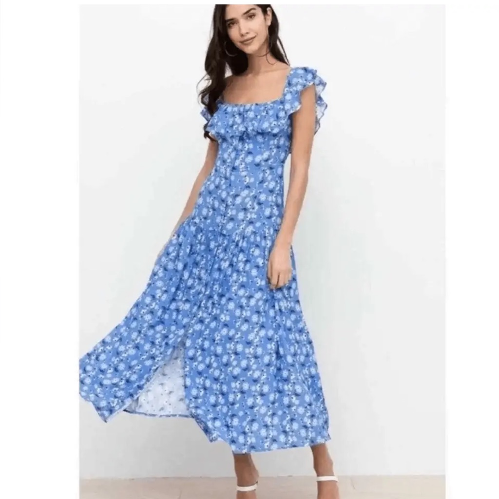 Yumi Kim Blue Floral Button Front Dress